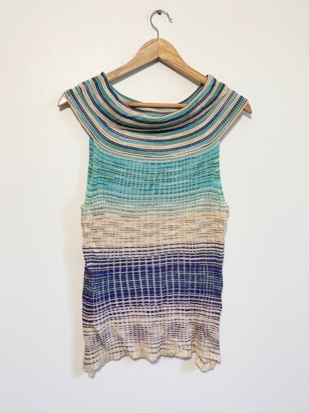 Missoni Knit Colorful Striped Blue Top Size Large women’s Vintage Y2K RARE Beach
